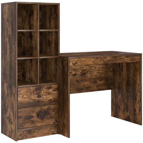 Scrivania con archiviazione in rovere affumicato, legno ingegnerizzato - Foto 1