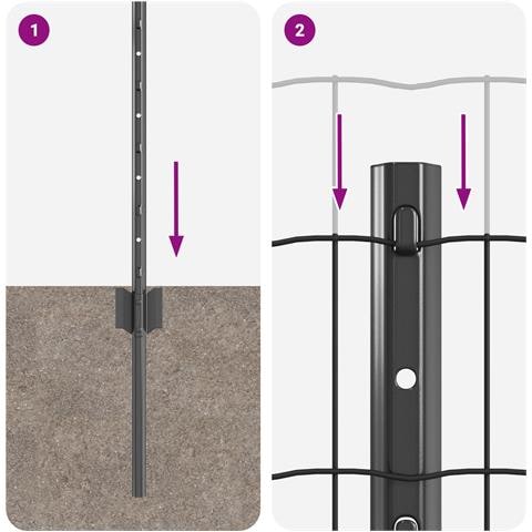 Euro Fence con 22 Post in U Grigio 0,6x50 m Acciaio - Foto 9