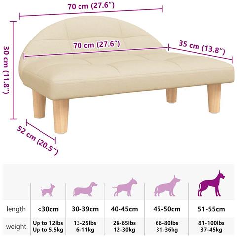 Lettino per Cani Crema 70x52x30 cm in Tessuto - Foto 7