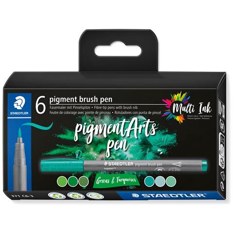 Pigment Arts Brush Pen Greens & Turquoises marcatore Verde, Turchese 6 pz - Foto 1