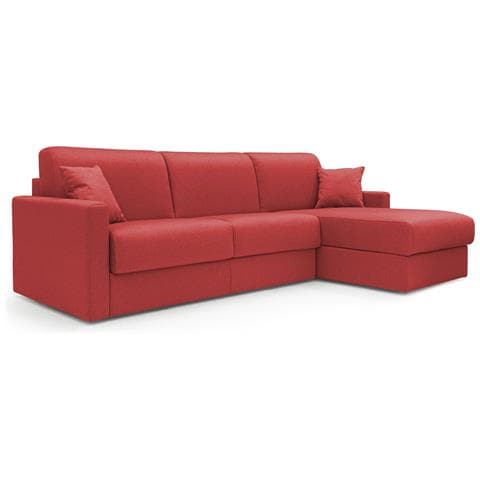 Chris Divano Letto Angolare Con Penisola In Simil Cotone T13 Rosso - Foto 1