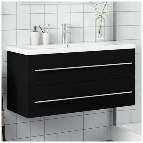 Mobile da Bagno con Lavabo Integrato Nero - Foto 2