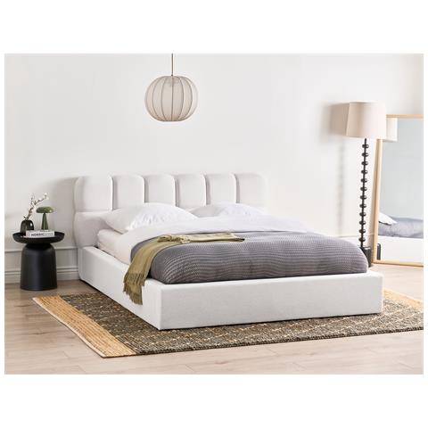 Letto Contenitore Tessuto Baston 160 X 200 Cm Bianco Sporco - Foto 1