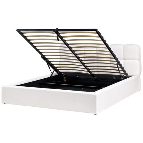 Letto Contenitore Tessuto Baston 160 X 200 Cm Bianco Sporco - Foto 2