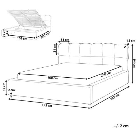 Letto Contenitore Tessuto Baston 160 X 200 Cm Bianco Sporco - Foto 7
