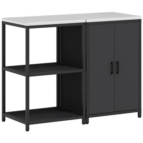 Set di Stoccaggio per Cucina 2 pcs Nero 120 x 50 x 92 cm - Foto 1