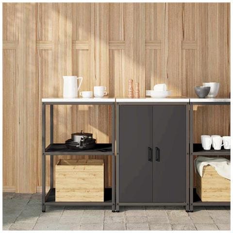 Set di Stoccaggio per Cucina 2 pcs Nero 120 x 50 x 92 cm - Foto 2