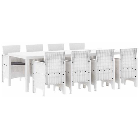 Set da Pranzo per Giardino 9 pcs Grigio chiaro Rattan Polt - Foto 1