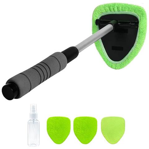 Kit Spazzola Multifunzionale In Pile Corallo - Piastra Pentagonale In Plastica Con 4 Panni E Flacone Spray - Foto 2