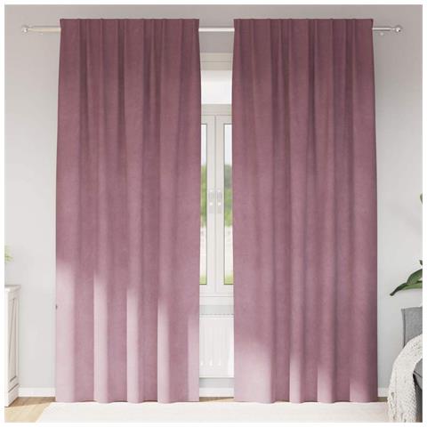 Tende con tende 2 pcs Rosa scuro 140 x 260 cm Velluto - Foto 2
