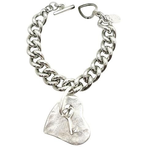 Bracciale A Catena Con Ciondolo A Forma Di Chiave E Cuore - Foto 1