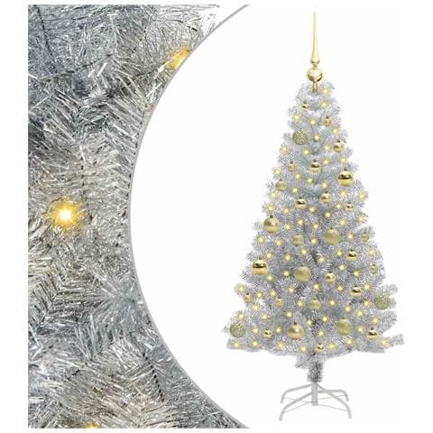 Albero di Natale con 150 LED con supporto Argento 150 cm PET - Foto 1