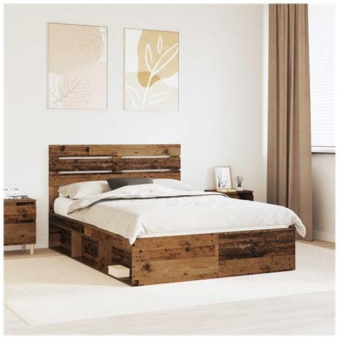 Struttura del letto Legno vecchio 140 x 190 cm Pino massello - Foto 2