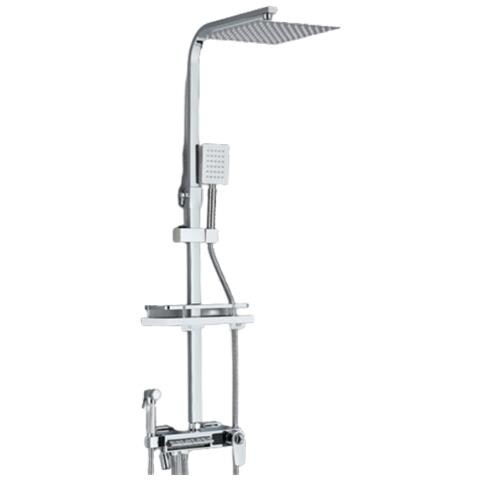 Colonna doccia, Blackswan, Tipo M249, modello cromato lucido, 4 vie, termostato, display LCD, doccetta a pressione e bocca mobile nascosta, misura 30 cm - Foto 1