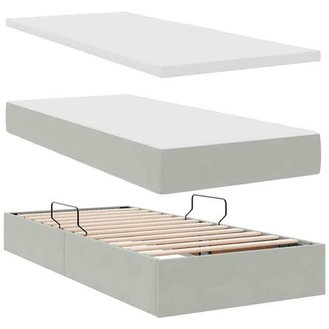 Letto con contenitore e LED Grigio chiaro 90 x 190 cm Velluto - Foto 9