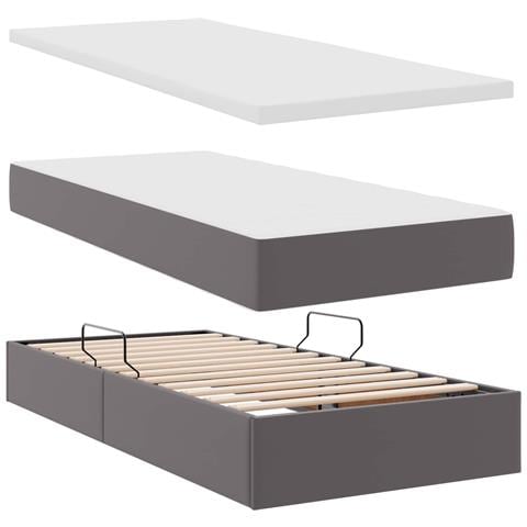 Letto con contenitore e LED Grigio 180 x 200 cm Pelle Sintetica - Foto 9