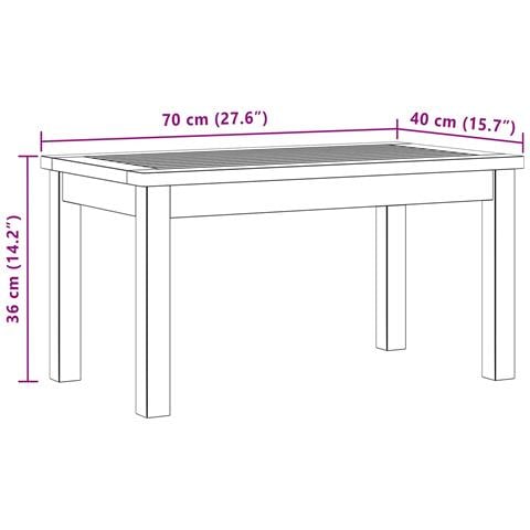 Tavolino da salotto Acacia chiaro 70 x 40 x 36 cm - Foto 7