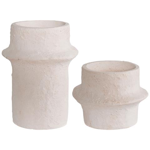 Set 2 Portacandele In Cemento Bianco Vikasa Home - Foto 1
