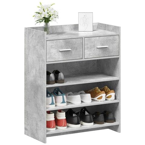 Mobile per scarpe con cassetto Grigio Cemento 73,5 x 36 x 92 cm - Foto 2
