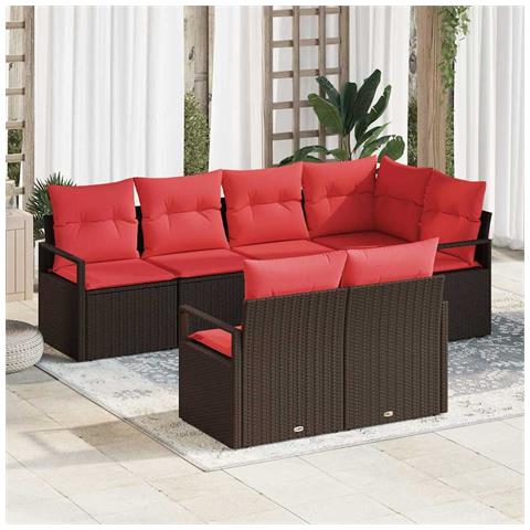 Set di divani 7 pcs Marrone polyrattan - Foto 2