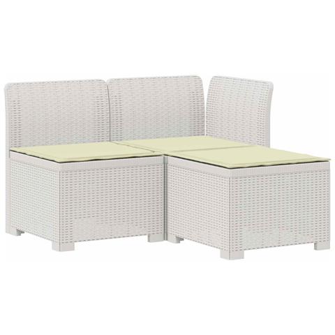 Divano da giardino 3 posti con cuscini in look rattan PP Bianco - Foto 1