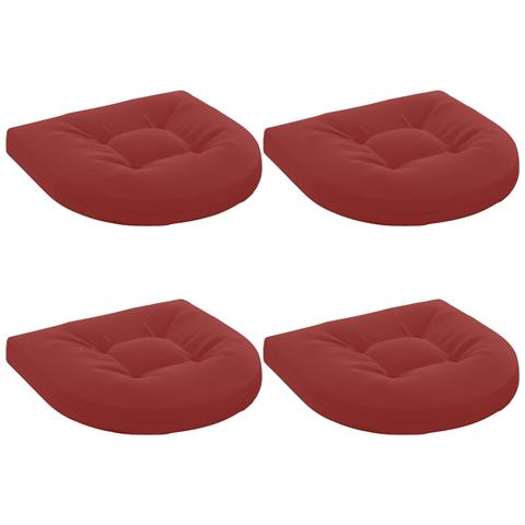Cuscini per Sedia in 4 Pezzi 4 pz 100% Poliestere Rosso Vino - Foto 1