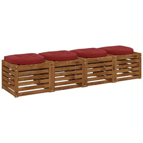 Cuscini per Sedia in 4 Pezzi 4 pz 100% Poliestere Rosso Vino - Foto 2