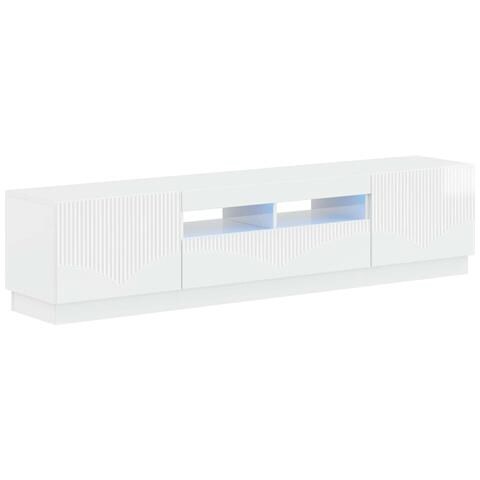 Mobile TV LED a 5 pezzi Bianco Lucido Legno ingegnerizzato - Foto 1