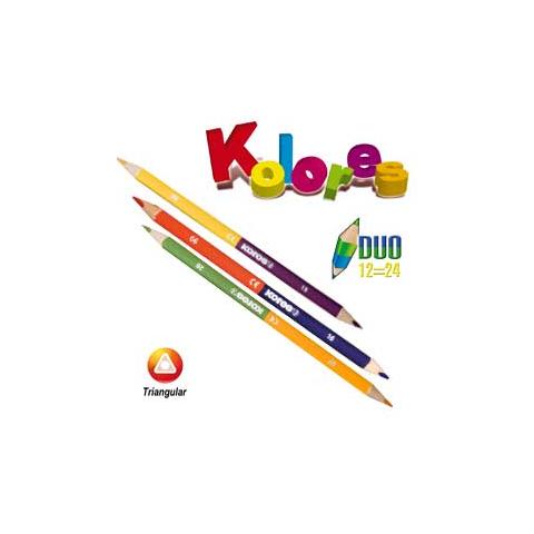 24 pastelli colorati kolores duo triangolari c / temperamatite kores - Foto 1