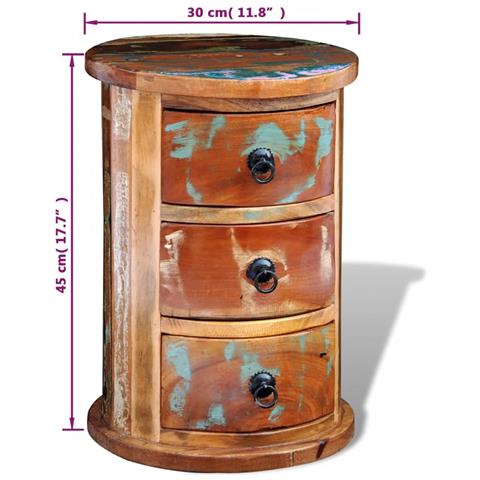 Armadietto In Legno Anticato Massello Rotondo Con 3 Cassetti - Foto 10