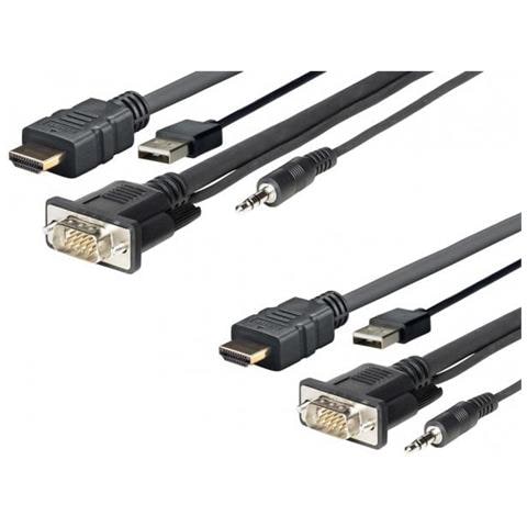PROHDMIMVGA1 cavo di interfaccia e adattatore HDMI+VGA+USB+3.5mm Nero - Foto 1