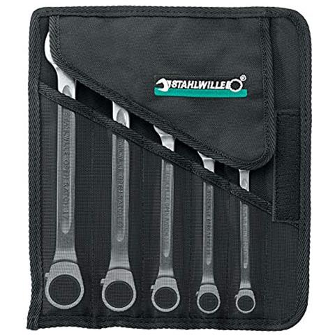 17/5 serie Chiavi Combinate Una Cricchetto Ratch aperto in Borsa portautensili AVVOLGIBILE, Set di 5 Pezzi - Foto 2