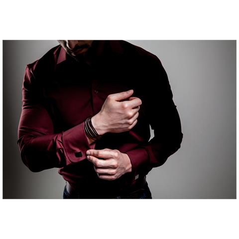 Braccialetto in Pelle Genuina Maschile, ""Braid"", 21cm, Marrone - Foto 6