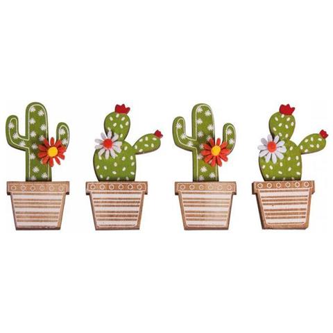 4 Adesivi In ? ? legno Cactus 6,5 Cm - Foto 1