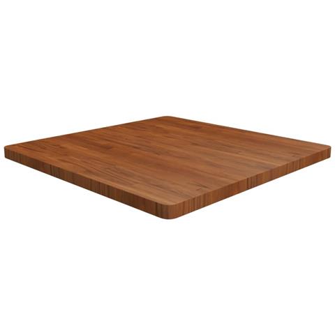 Piano Tavolo Quadrato Marrone Scuro 90x90x4cm Rovere Trattato - Foto 1