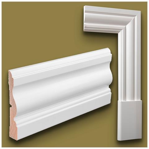 100ml Di Mostrine E Battiscopa Premium In Legno Massello Mod. Vittoriano 91x15 Laccato Bianco Liscio - Foto 1