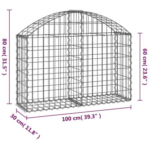 Cesto Gabbione Ad Arco 100x30x60/80 Cm Ferro Zincato - Foto 4