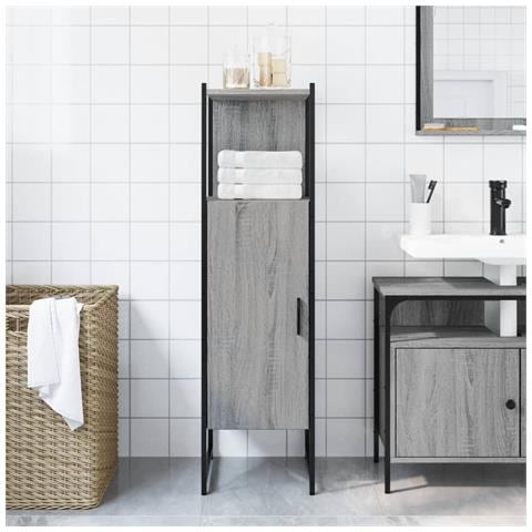 Mobile Da Bagno Grigio Sonoma 33x33x120,5cm Legno Multistrato - Foto 3