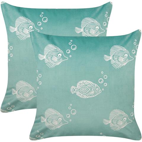 Set Di 2 Cuscini Solidago Velluto 45 X 45 Cm Verde - Foto 7