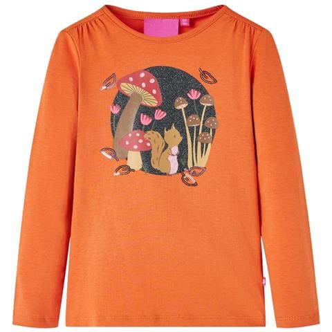 Maglietta Da Bambina A Maniche Lunghe Arancione Bruciato 92 - Foto 1