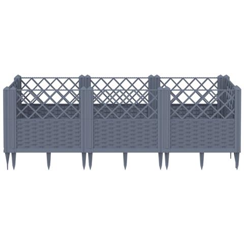 Fioriera Da Giardino Con Picchetti Grigia 123,5x43,5x43,5 Cm Pp - Foto 2