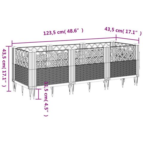 Fioriera Da Giardino Con Picchetti Grigia 123,5x43,5x43,5 Cm Pp - Foto 7