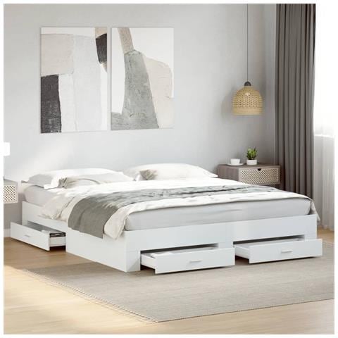 Giroletto Con Cassetti Bianco 200x200 Cm In Legno Multistrato - Foto 2