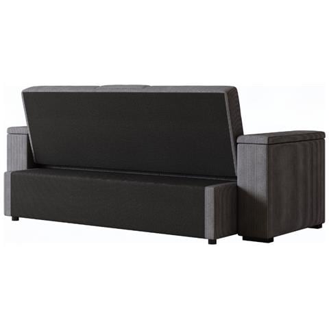 Noho Divano Letto A 3 Posti In Velluto A Coste Grigio - Foto 2