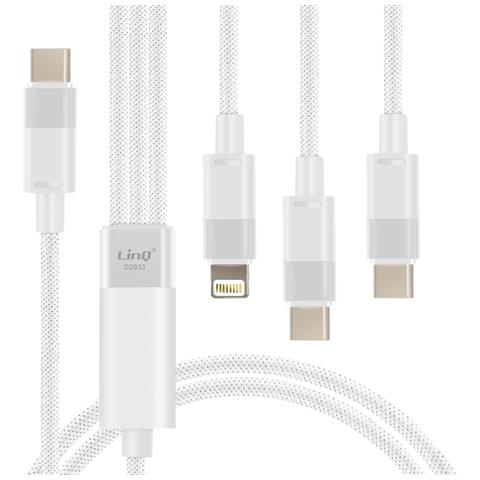 Cavo 60w Da Usb-c A Lightning + 2 Usb-c Ricarica Rapida 1 Metro E 20, Bianco - Foto 1