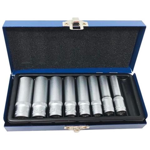 Set 8 Chiavi A Bussola Da ¼ In Acciaio Cromato Bussole 6 7 8 9 10 11 12 13 Mm - Foto 1