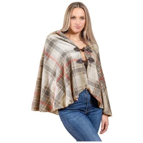 Poncho Mantella Caldo Plaid Coperta Inverno Scozzese Modello London Mantella Beige - Foto 1