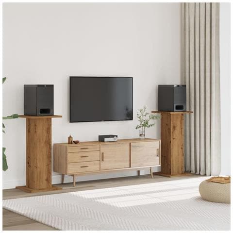 Supporti Altoparlanti 2 Pz Rovere 30x30x95 Cm In Multistrato - Foto 1
