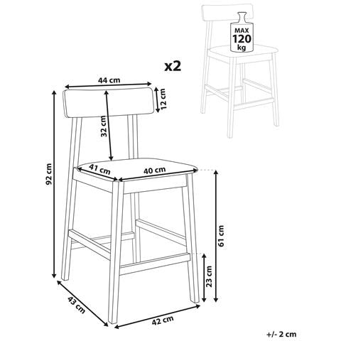 Set Di 2 Sedie Alte Isanti Legno Marrone Chiaro /tortora - Foto 2