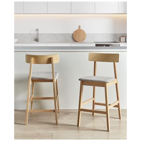 Set Di 2 Sedie Alte Isanti Legno Marrone Chiaro /tortora - Foto 1